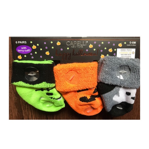 HALLOWEEN BABY TERRY CLOTH SOCKS SIZE 0-6 MONTHS - Picture 2 of 3
